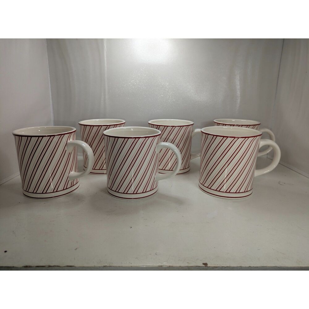 Sur La Table Candy Cane Striped Holiday Mug - Set of 6